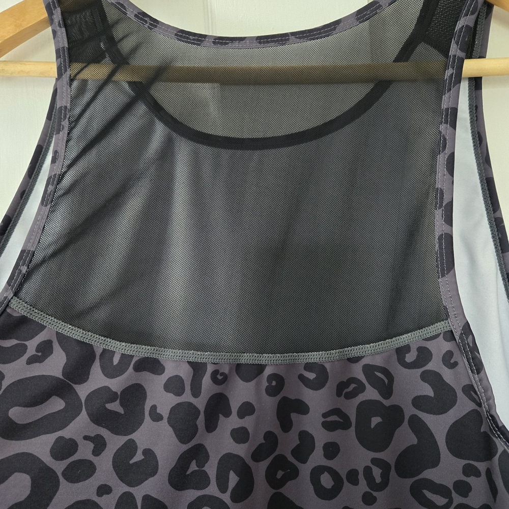 Women’s Charcoal Leopard Print Racerback Tank Top - Picture 4 of 10